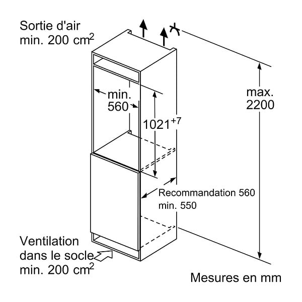 SIEMENS - Réfrigérateur 1 Porte Intégrable à Pantographe 147l - KI32LVFE0 - large