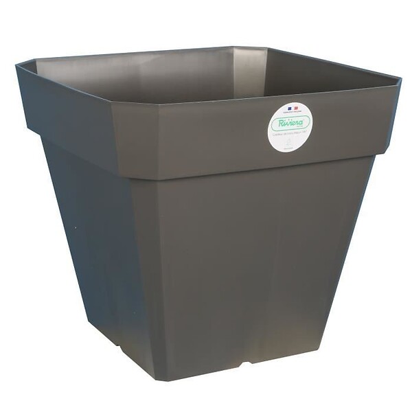 RIVIERA - Pot carré Soleilla - Gris pailleté - 49L - 39x39xH53cm - large