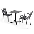OVIALA - Ensemble table de terrasse stratifié ardoise gris et 2 fauteuils gris - Opéra - vignette