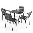 OVIALA - Ensemble table de terrasse stratifié ardoise gris et 4 fauteuils gris - Opéra - vignette