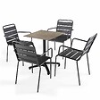 OVIALA - Ensemble table terrasse stratifié marbre beige et 4 fauteuils gris - Opéra - vignette