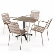 OVIALA - Ensemble table terrasse stratifié marbre beige et 4 fauteuils taupe - Opéra - vignette
