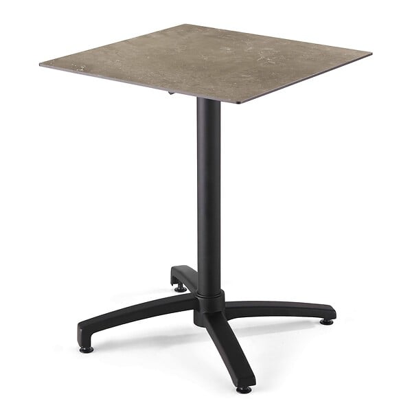OVIALA - Ensemble table de terrasse stratifié marbre et 2 fauteuils taupe - Opéra - large
