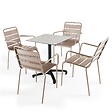 OVIALA - Ensemble table de terrasse stratifié terrazzo et 4 fauteuils taupe - Opéra - vignette