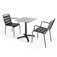 OVIALA - Ensemble table de terrasse stratifié beton clair et 2 fauteuils gris - Opéra - vignette
