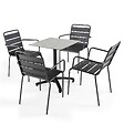 OVIALA - Ensemble table terrasse stratifié béton gris clair et 4 fauteuils gris - Opéra - vignette