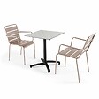 OVIALA - Ensemble table de terrasse stratifié terrazzo et 2 fauteuils taupe - Opéra - vignette