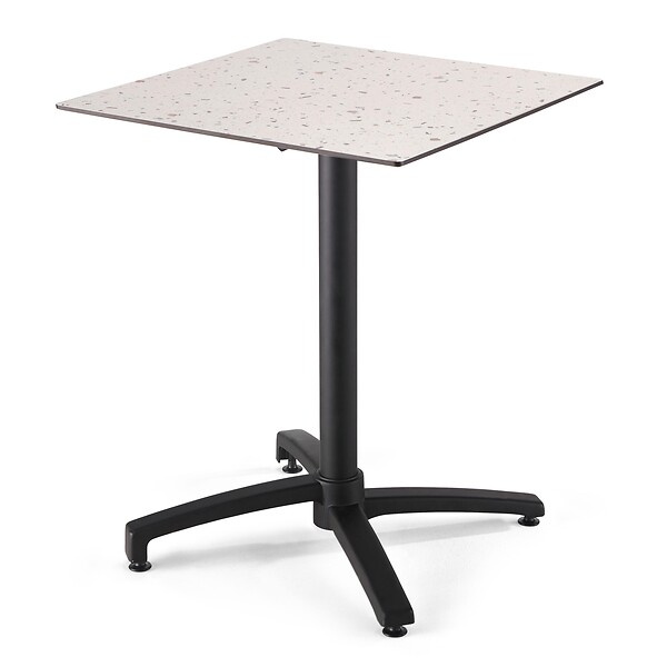 OVIALA - Ensemble table de terrasse stratifié terrazzo et 2 fauteuils taupe - Opéra - large