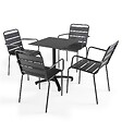 OVIALA - Ensemble table de terrasse stratifié noir et 4 fauteuils gris - Opéra - vignette