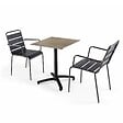 OVIALA - Ensemble table terrasse stratifié marbre et 2 fauteuils gris - Opéra - vignette