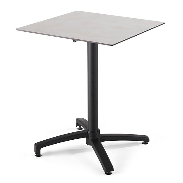 OVIALA - Ensemble table 60 cm gris clair et 4 fauteuils en métal taupe - Opéra - large