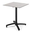 OVIALA - Ensemble table 60 cm gris clair et 4 fauteuils en métal taupe - Opéra - vignette