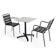 OVIALA - Ensemble table de terrasse stratifié terrazzo et 2 fauteuils gris - Opéra - vignette