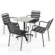 OVIALA - Ensemble table de terrasse stratifié terrazzo et 4 fauteuils gris - Opéra - vignette