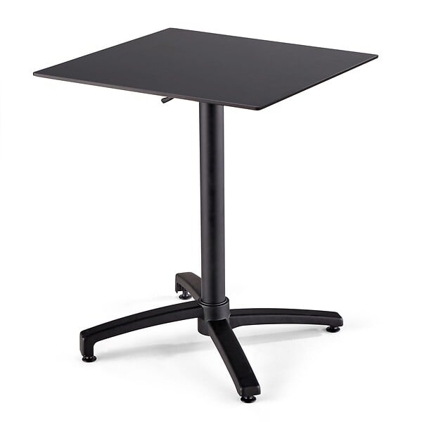 OVIALA - Ensemble table 60 cm noir et 2 fauteuils en métal taupe - Opéra - large