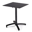 OVIALA - Ensemble table 60 cm noir et 2 fauteuils en métal taupe - Opéra - vignette