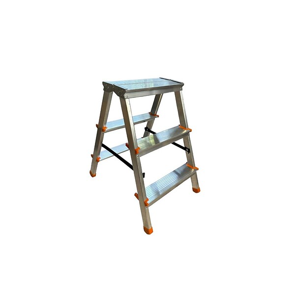 BRIXO - Escabeau 3 marches Marche-pied Aluminium Charge 125 kg Pliable Pieds anti-dérapants BRIXO - large