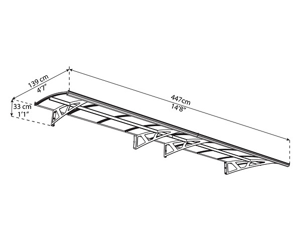 CANOPIA - Canopia Marquise de porte Amsterdam 447 x 140 cm Grise - large
