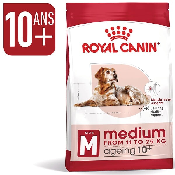 ROYAL CANIN - Croquettes chien MEDIUM AGEING CHIEN DE TAILLE MOYENNE DE +10 ANS 3KG - large