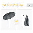 OUTSUNNY - Parasol inclinable octogonal  Ø 1,8 x 2,09H m acier époxy polyester 160 g/m² anti-UV50+ gris - vignette