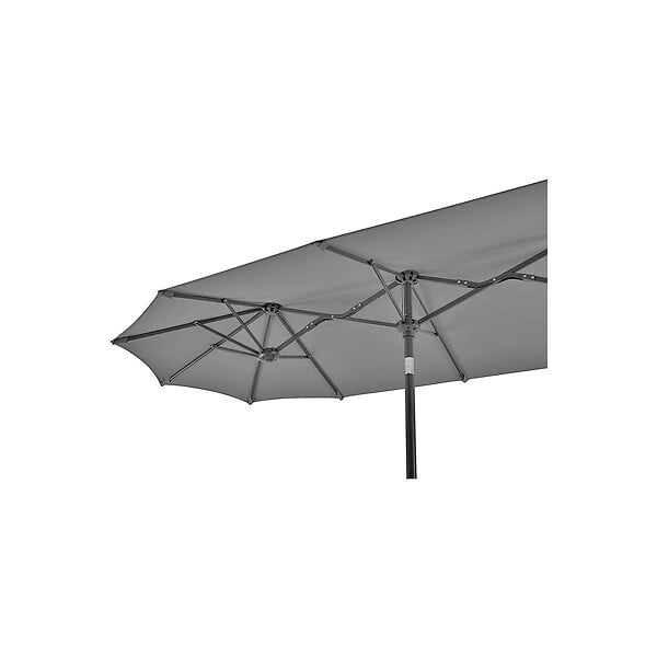 KZ GARDEN - Parasol de jardin double Gris 450 x 265 x H 240cm Mât Ø48mm Toile polyester 180gr/m2 Robuste KZ GARDEN - large
