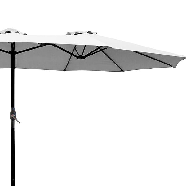KZ GARDEN - Parasol de jardin double Gris 450 x 265 x H 240cm Mât Ø48mm Toile polyester 180gr/m2 Robuste KZ GARDEN - large