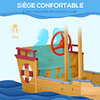 OUTSUNNY - Bac à sable bateau de pirate en bois - voile d'ombrage, coffre rangement, gouvernail - bois sapin pré-huilé - vignette
