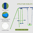 OUTSUNNY - Balançoire 3 agrès portique avec 2 balançoires et face à face dim. 2,8L x 1,4l x 1,78H m métal époxy anticorrosion PE vert bleu - vignette