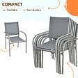 OUTSUNNY - Ensemble de jardin 6 personnes chaises empilables table à manger dim. 150L x 90l x 72H cm plateau verre acier époxy textilène gris - vignette