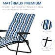 OUTSUNNY - Bain de soleil pliable transat inclinable 6 positions grand confort avec matelas + accoudoirs acier polyester multicolore - vignette