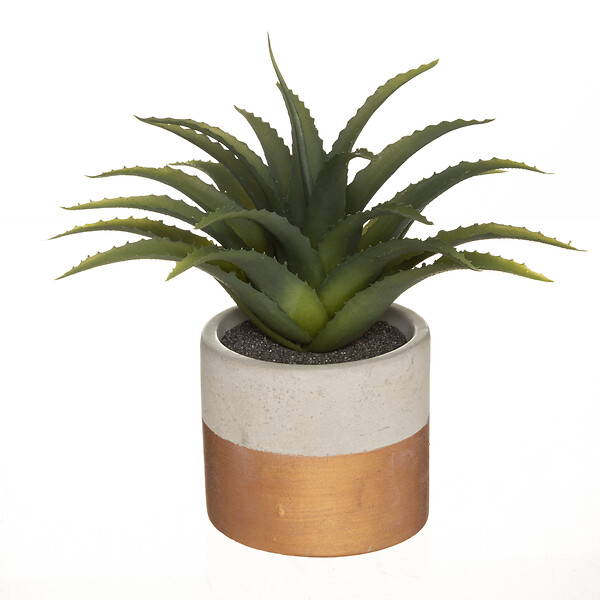 ATMOSPHERA - Plante artificielle Aloe vera pot Bicolore 28cm - large