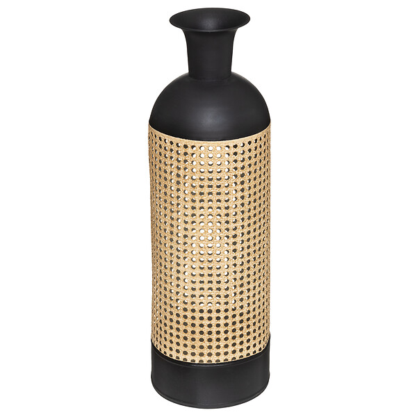 ATMOSPHERA - Vase décoratif cannage Houria - Métal noir - H.60,5cm - large
