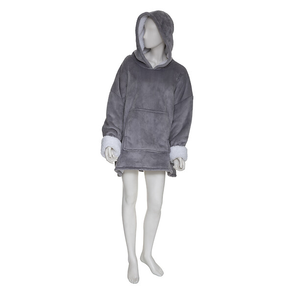 ATMOSPHERA - Plaid sweat en flanelle gris - 80x115cm - large