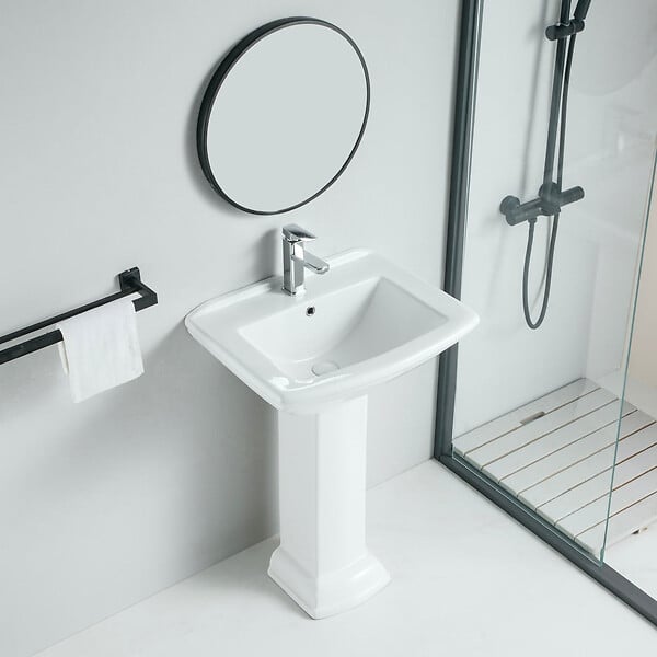 ROGIER & MOTHES - Lavabo rétro sur colonne MADRY 60 cm en céramique - large