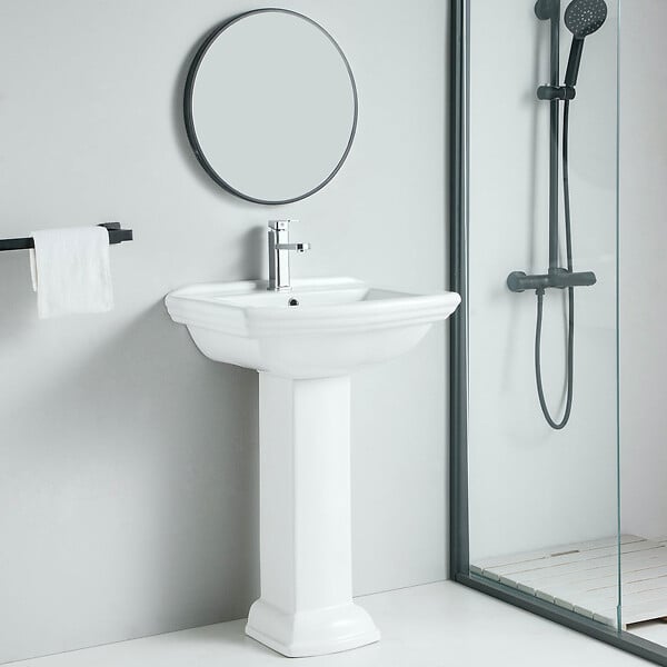 ROGIER & MOTHES - Lavabo rétro sur colonne MADRY 60 cm en céramique - large