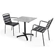 OVIALA - Ensemble table de terrasse stratifié marbre et 2 fauteuils gris - Opéra - vignette