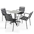 OVIALA - Ensemble table de terrasse stratifié béton clair et 4 fauteuils gris - Opéra - vignette