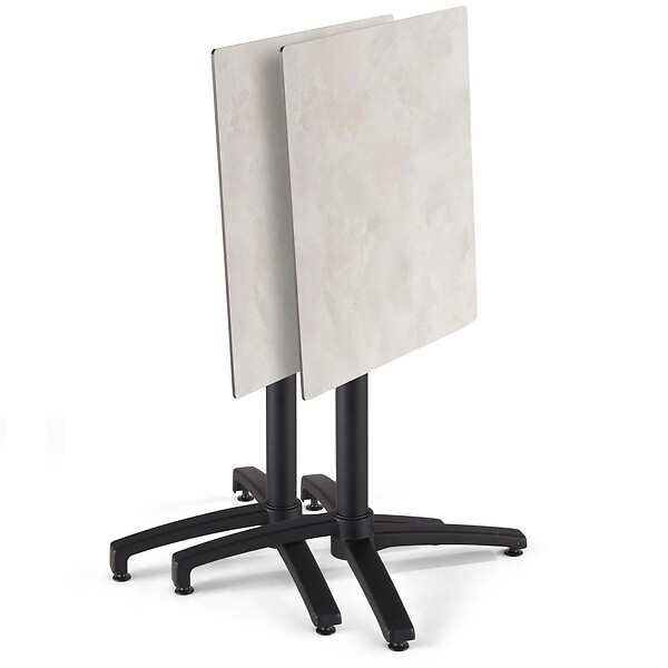 OVIALA - Ensemble table de terrasse stratifié béton clair et 4 fauteuils gris - Opéra - large