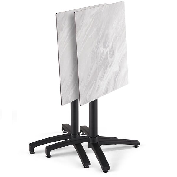 OVIALA - Ensemble table 70 cm marbre et 4 chaises en métal taupe - Opéra - large