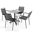 OVIALA - Ensemble table de terrasse stratifié marbre et 4 fauteuils gris - Opéra - vignette