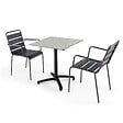 OVIALA - Ensemble table terrasse stratifié beton gris clair et 2 fauteuils gris - Opéra - vignette