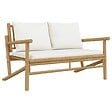 VIDAXL - vidaXL Banc de jardin avec coussins blanc crème bambou - vignette