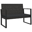 VIDAXL - vidaXL Banc de jardin avec coussins noir 106 cm résine tressée - vignette