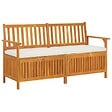 VIDAXL - vidaXL Banc de rangement avec coussin 148 cm Bois d'acacia solide - vignette