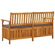 VIDAXL - vidaXL Banc de rangement avec coussin 148 cm Bois d'acacia solide - vignette
