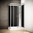 THALASSOR - Cabine douche 120 x 80 SILVER Noir rectangulaire droite (accès façade) - vignette
