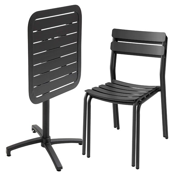 OVIALA - Ensemble table inclinable de terrasse 70 x 70 cm et 2 chaises noir - Almada - large