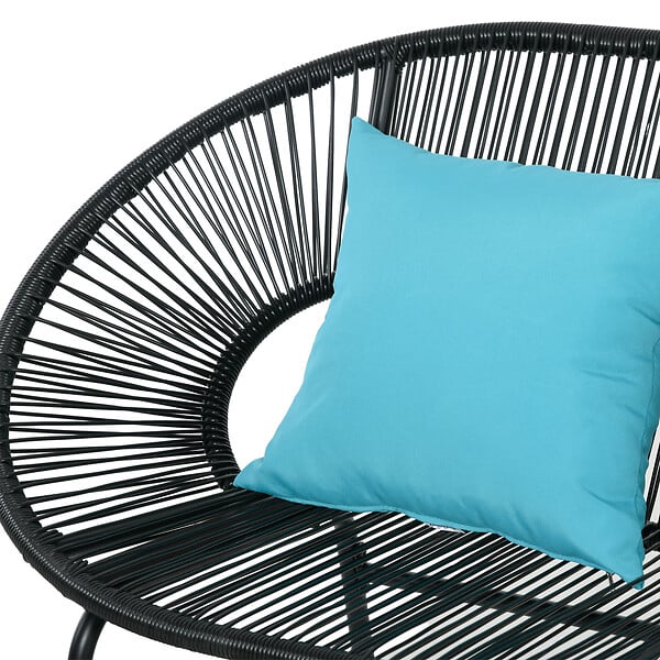 OUTSUNNY - Banc de jardin 2 places design Acapulco 2 coussins métal résine filaire noir - large