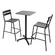 OVIALA - Ensemble table haute de terrasse et 2 chaises en aluminium noir - Almada - vignette