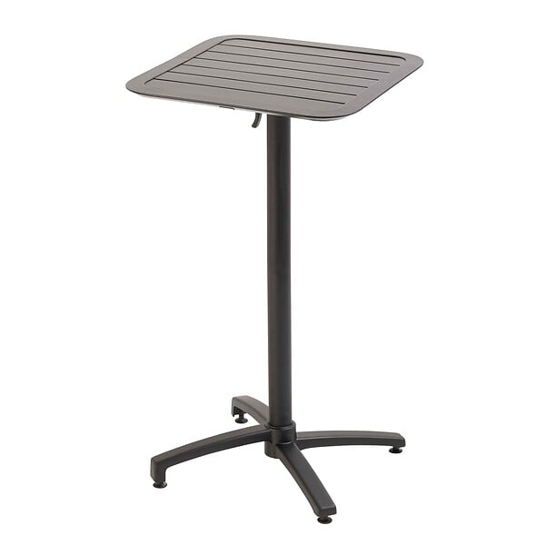 OVIALA - Ensemble table haute de terrasse et 2 chaises en aluminium noir - Almada - large